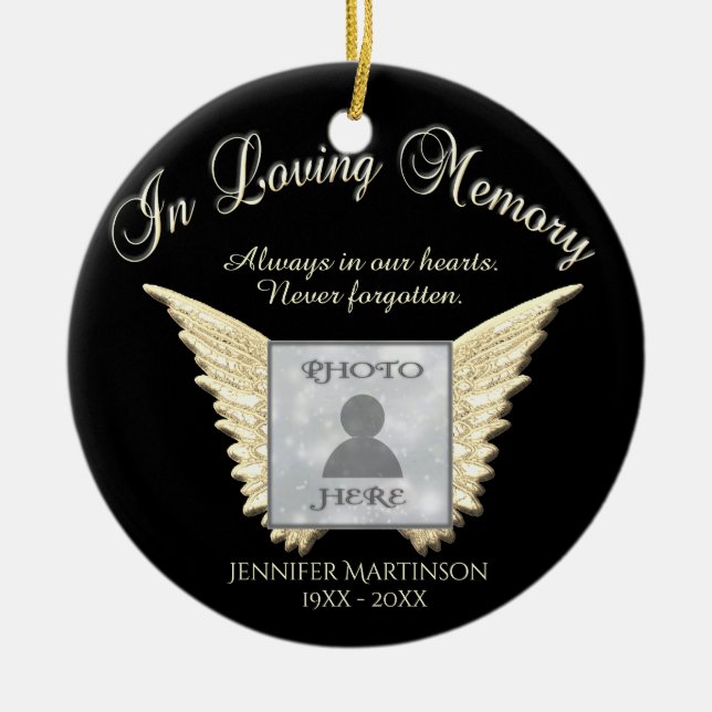 Photo Memorial in Loving Memory Ceramic Ornament (Front)