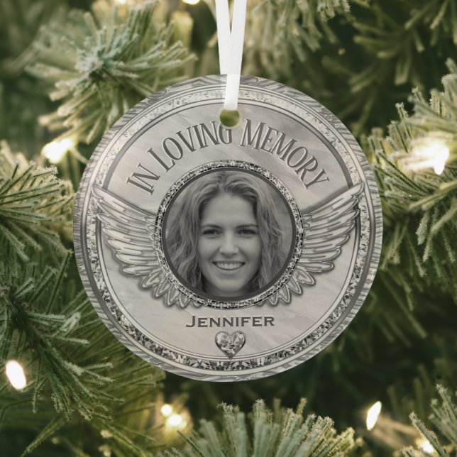 Photo Memorial in Loving Memory Glass Ornament (Insitu)