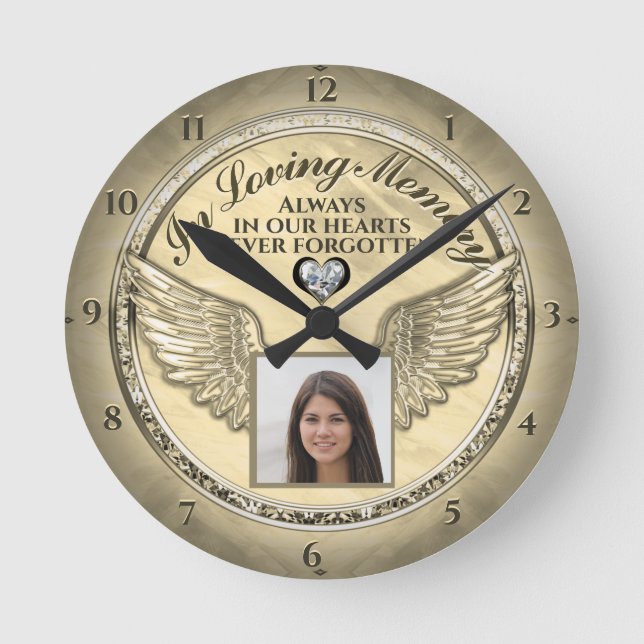Photo Memorial in Loving Memory  Round Clock (Front)