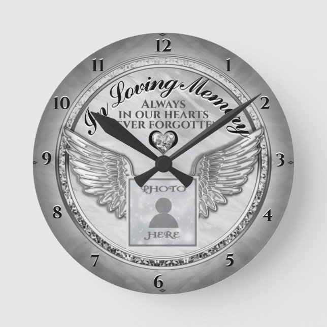 Photo Memorial in Loving Memory  Round Clock (Front)