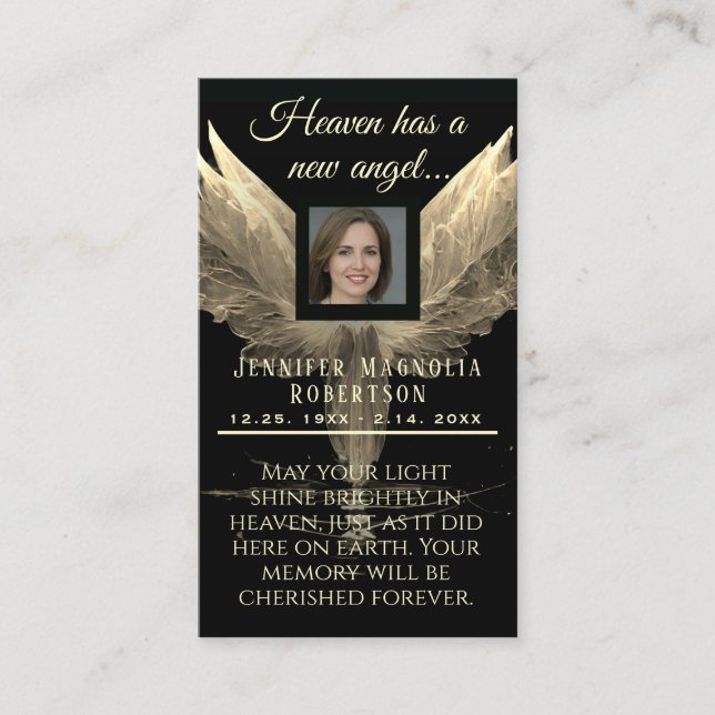 Photo Memorial Keepsake Business Card (Front)