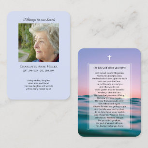Photo memorial pastel ocean prayer card