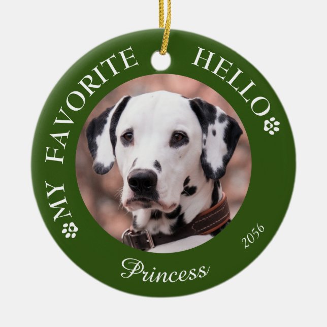 Photo Memorial Pet Dog Ceramic Ornament (Front)