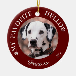 Photo Memorial Pet Dog Red Ceramic Ornament