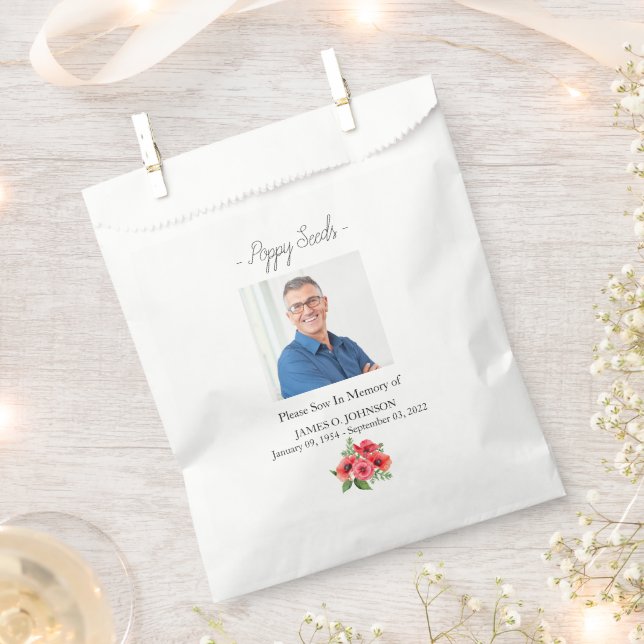 Photo Memorial Poppy Seed Funeral Favour Bag (Clipped)