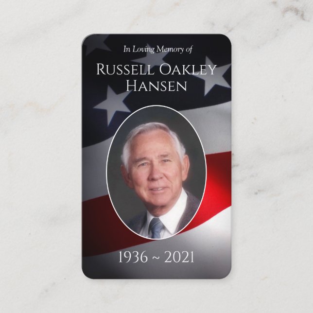 Photo Memorial Prayer Cards | Patriotic Military (Front)