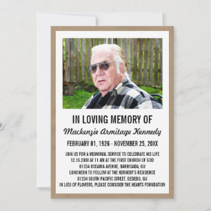 Photo Memorial Service or Funeral Invitations