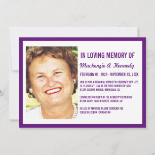 Photo Memorial Service or Funeral Invitations