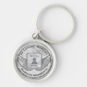 Photo   Memorial   Silver Angel Wings Keychain
