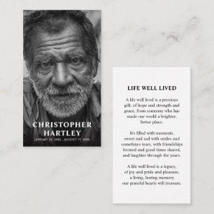 Photo Memorial Sympathy Prayer Calling Card