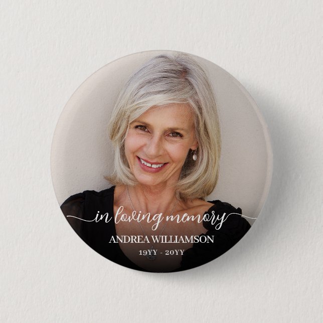 Photo Memorial Tribute In Loving Memory  6 Cm Round Badge (Front)