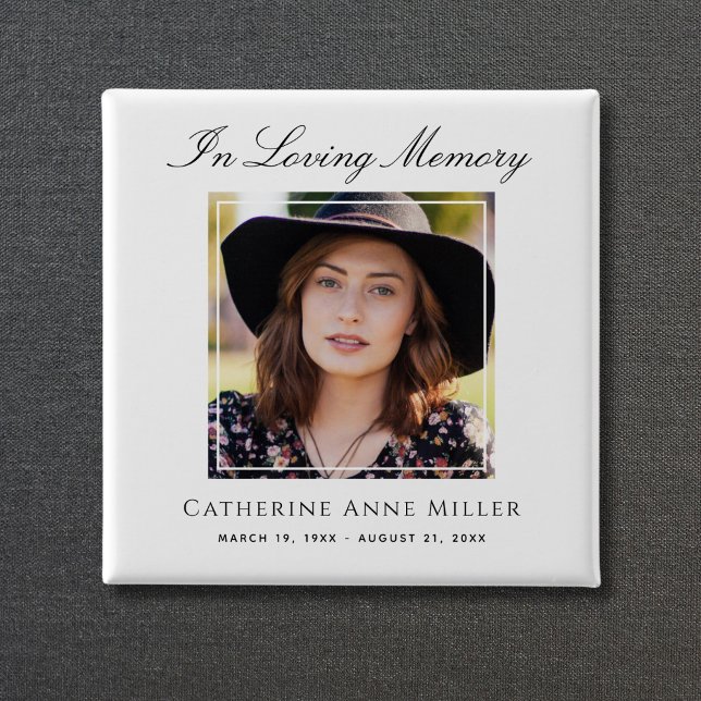 Photo Memorial Tribute Remembrance 15 Cm Square Badge (Photo Memorial Button)
