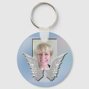 Photo Memorial with Angel Wings Key Ring