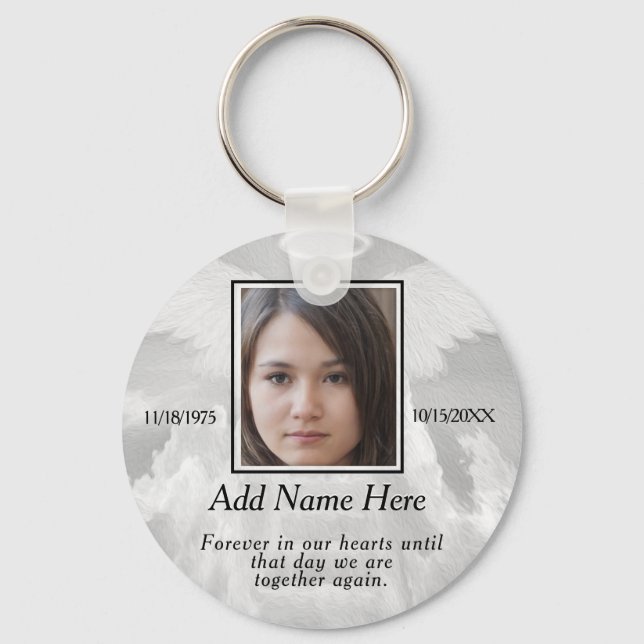 Photo Memorial with Silver Clouds Key Ring (Front)