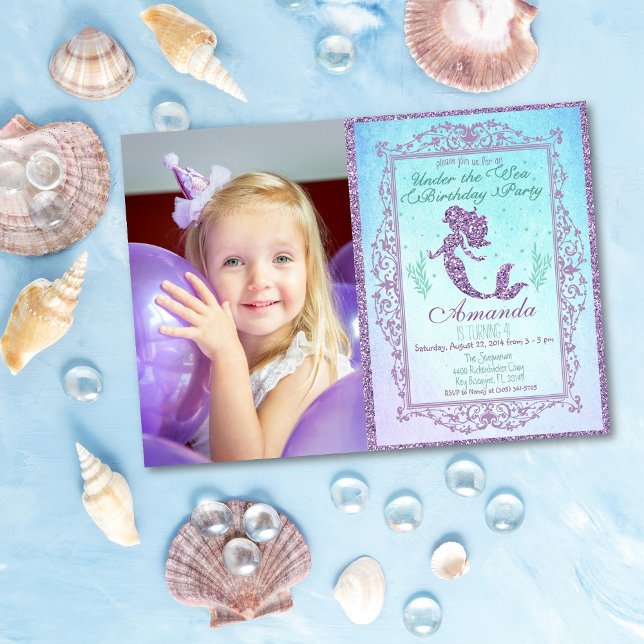 PHOTO - Mermaid Pool Party Under the Sea Birthday Invitation (Creator Uploaded)