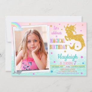 Photo Mermicorn birthday invitation Mericorn girl