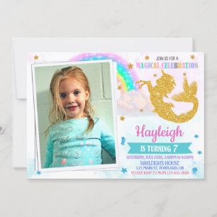 Photo Mermicorn birthday invitation Mericorn party