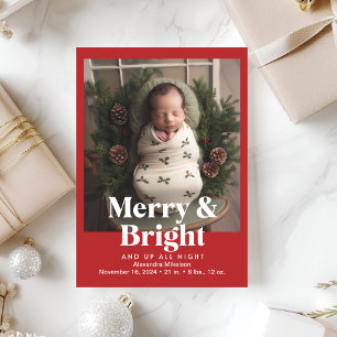 Photo Merry and Bright Birth Announcement
