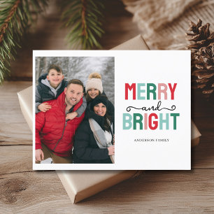 Photo Merry And Bright Christmas Holiday Postcard