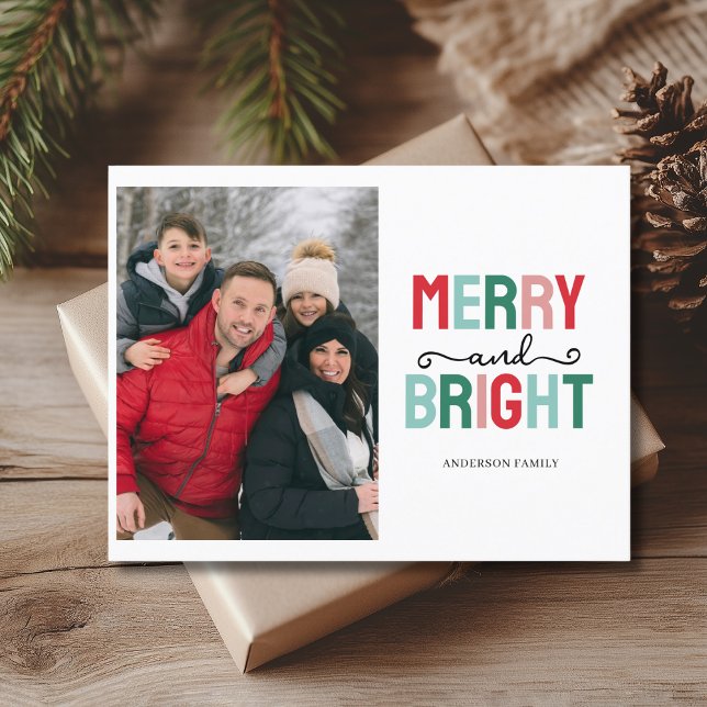 Photo Merry And Bright Christmas Holiday Postcard (Creator Uploaded)