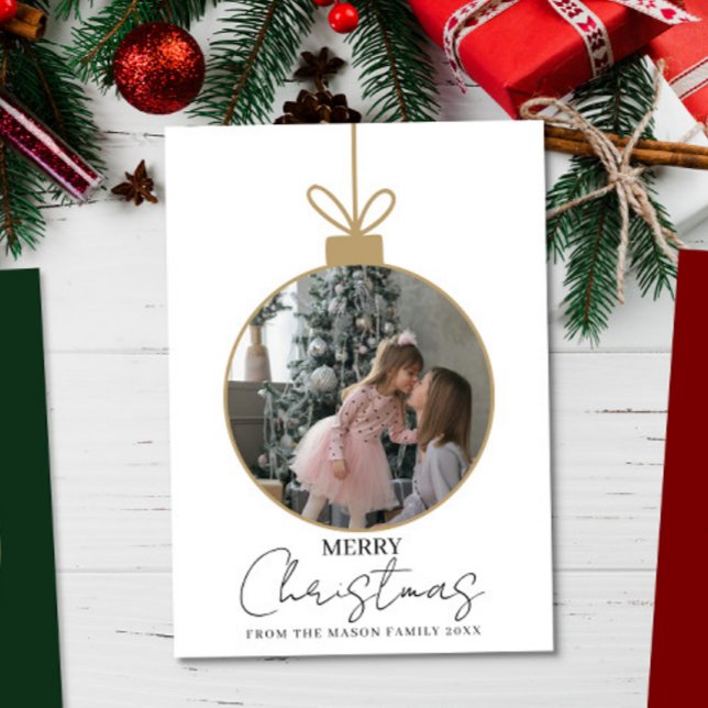 photo Merry Christmas bauble Photo Card (Creator Uploaded)