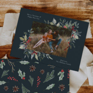 Photo Merry Christmas Botanicals Card
