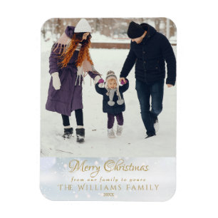 Photo Merry Christmas Elegant Winter Frost Magnet