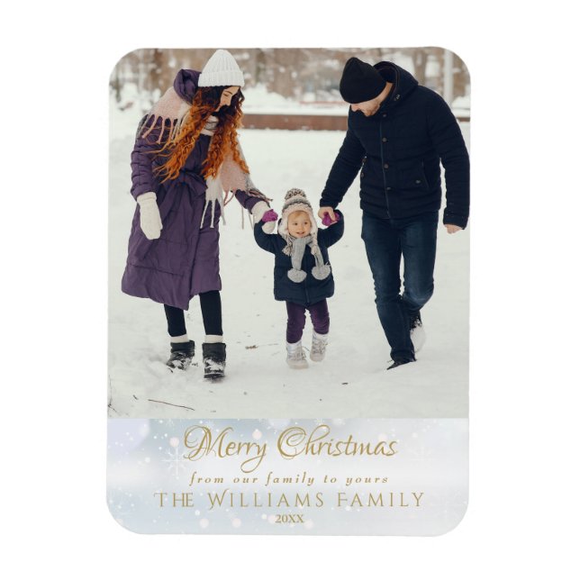 Photo Merry Christmas Elegant Winter Frost Magnet (Vertical)