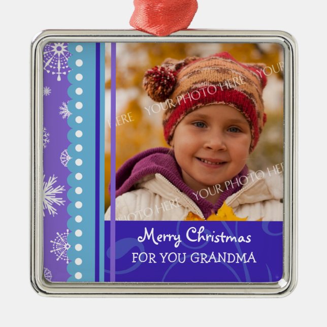Photo Merry Christmas Grandma Ornament (Front)