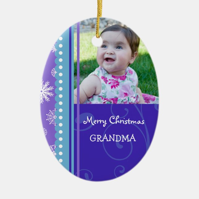 Photo Merry Christmas Grandma Ornament (Front)