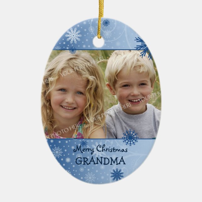 Photo Merry Christmas Grandma Ornament (Front)