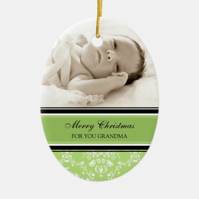 Photo Merry Christmas Grandma Ornament Green (Front)