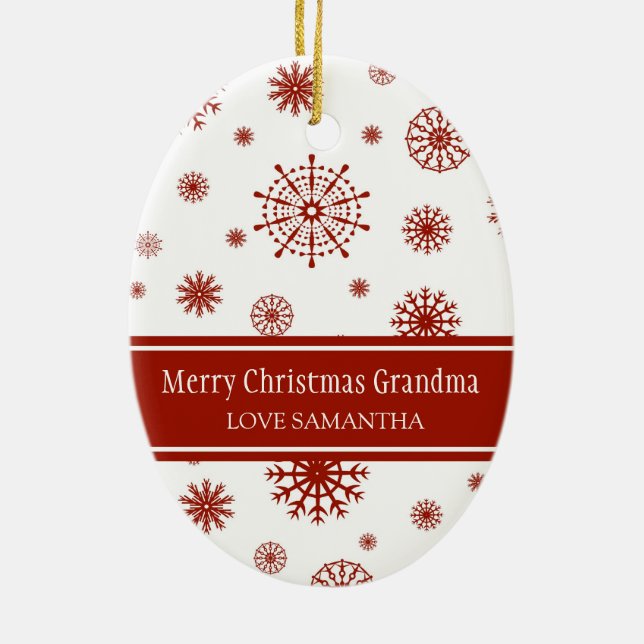 Photo Merry Christmas Grandma Ornament Red (Back)