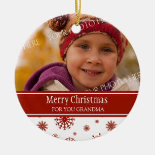Photo Merry Christmas Grandma Ornament Red