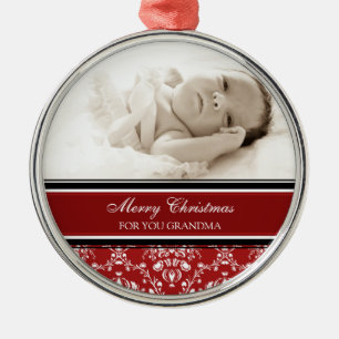 Photo Merry Christmas Grandma Ornament Red