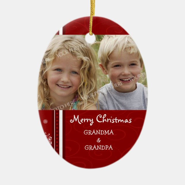 Photo Merry Christmas Grandparents Ornament (Front)