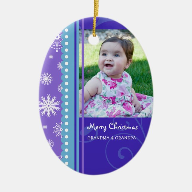 Photo Merry Christmas Grandparents Ornament (Front)