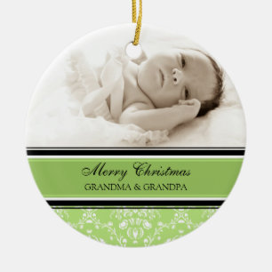 Photo Merry Christmas Grandparents Ornament Green