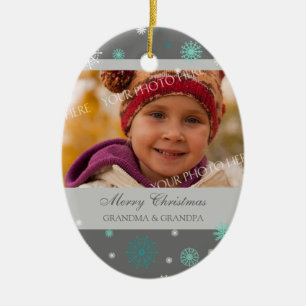 Photo Merry Christmas Grandparents Ornament Grey