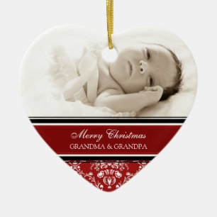 Photo Merry Christmas Grandparents Ornament Red