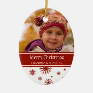 Photo Merry Christmas Grandparents Ornament Red