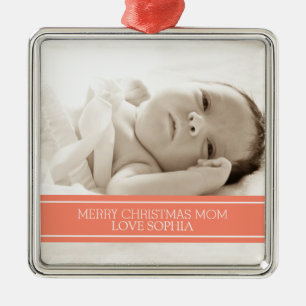 Photo Merry Christmas Mum Ornament Coral