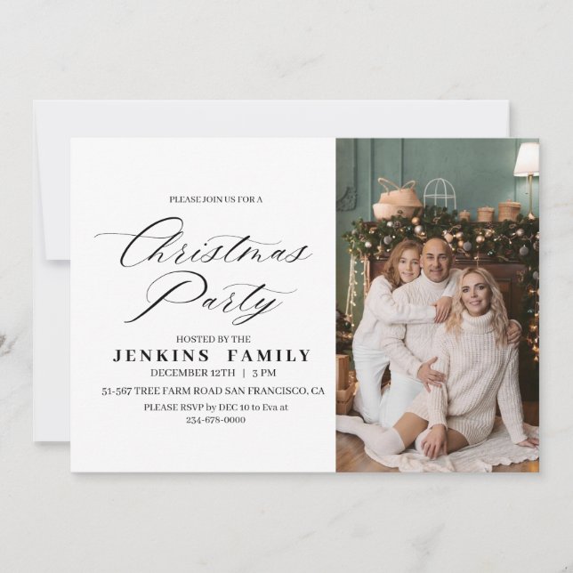 Photo Merry Christmas Party Invitations Cards (Front)