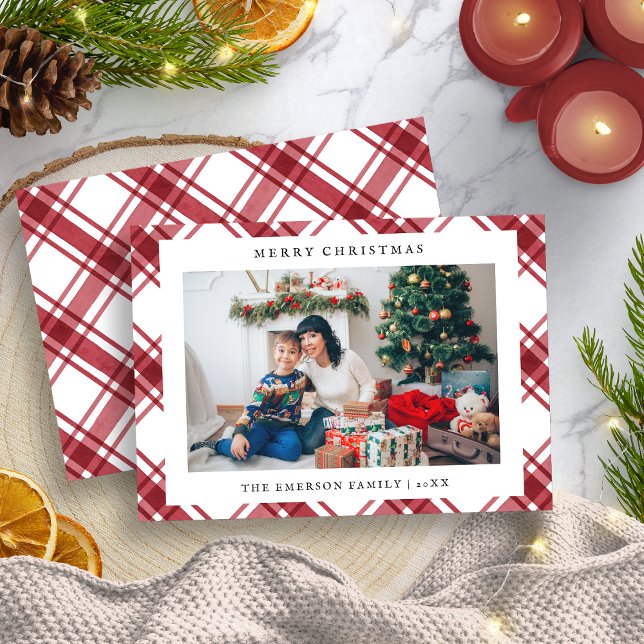Photo Merry Christmas Plaid Flat Holiday Card (Photo Merry Christmas Plaid Flat Holiday Card
)