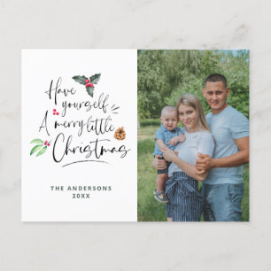 Photo Merry Little Christmas Holiday Postcard