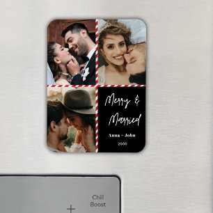 Photo Merry Married Newlyweds Christmas Keepsake  Magnet