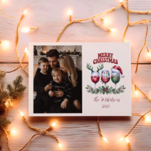 Photo Merry Wine Christmas Holiday Card