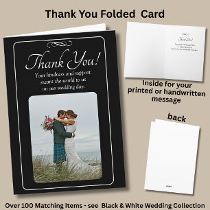 Photo & Messages on Black White, Thank You Card
