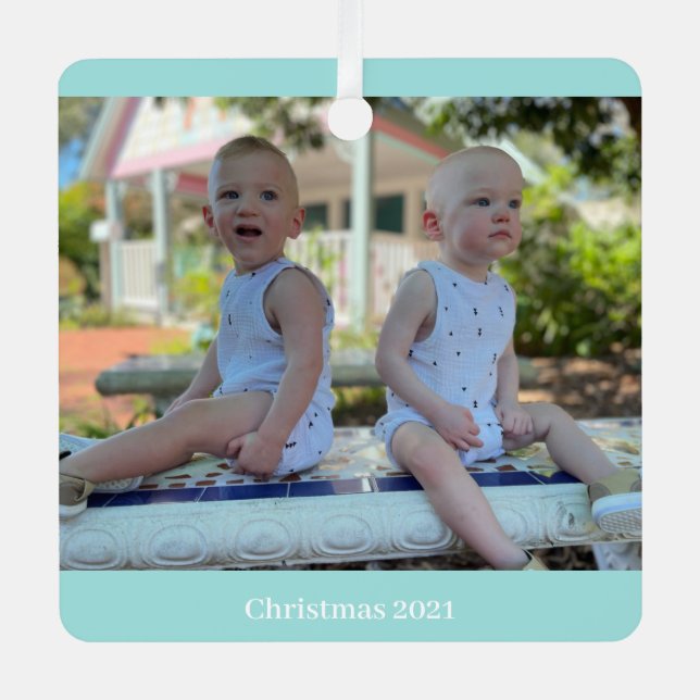 PHOTO METAL Ornament with names on back. (Front)