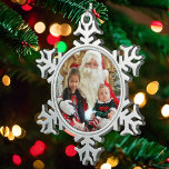 Photo Metal Snowflake In Gift Box Snowflake Pewter Christmas Ornament<br><div class="desc">Cute Kids Photo Snowflake Pewter Christmas Ornament</div>
